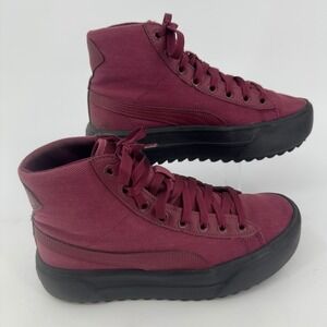 Puma Mayze Mid Burgundy Canvas Platform High Top Sneakers 384108-02 Womens 7